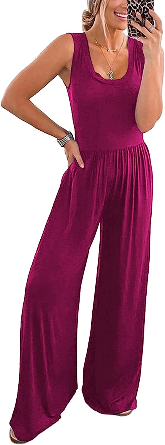 Women’s Sleeveless High Waist  Long Pants Jumpsuits CD477