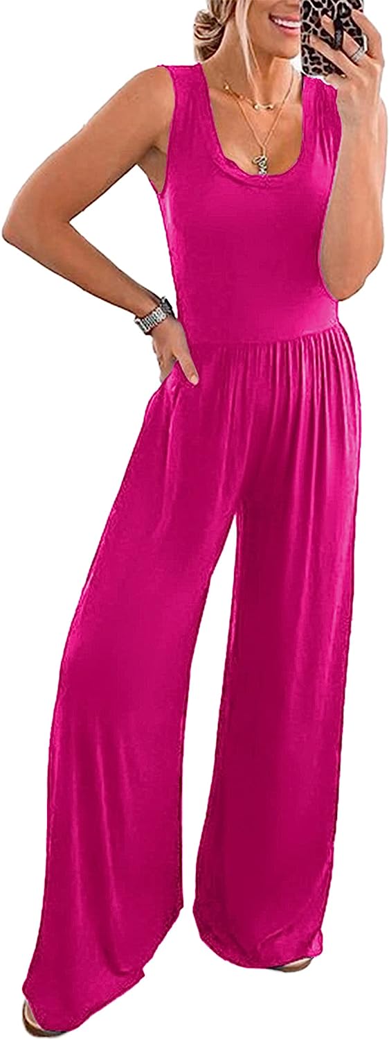 Women’s Sleeveless High Waist  Long Pants Jumpsuits CD477