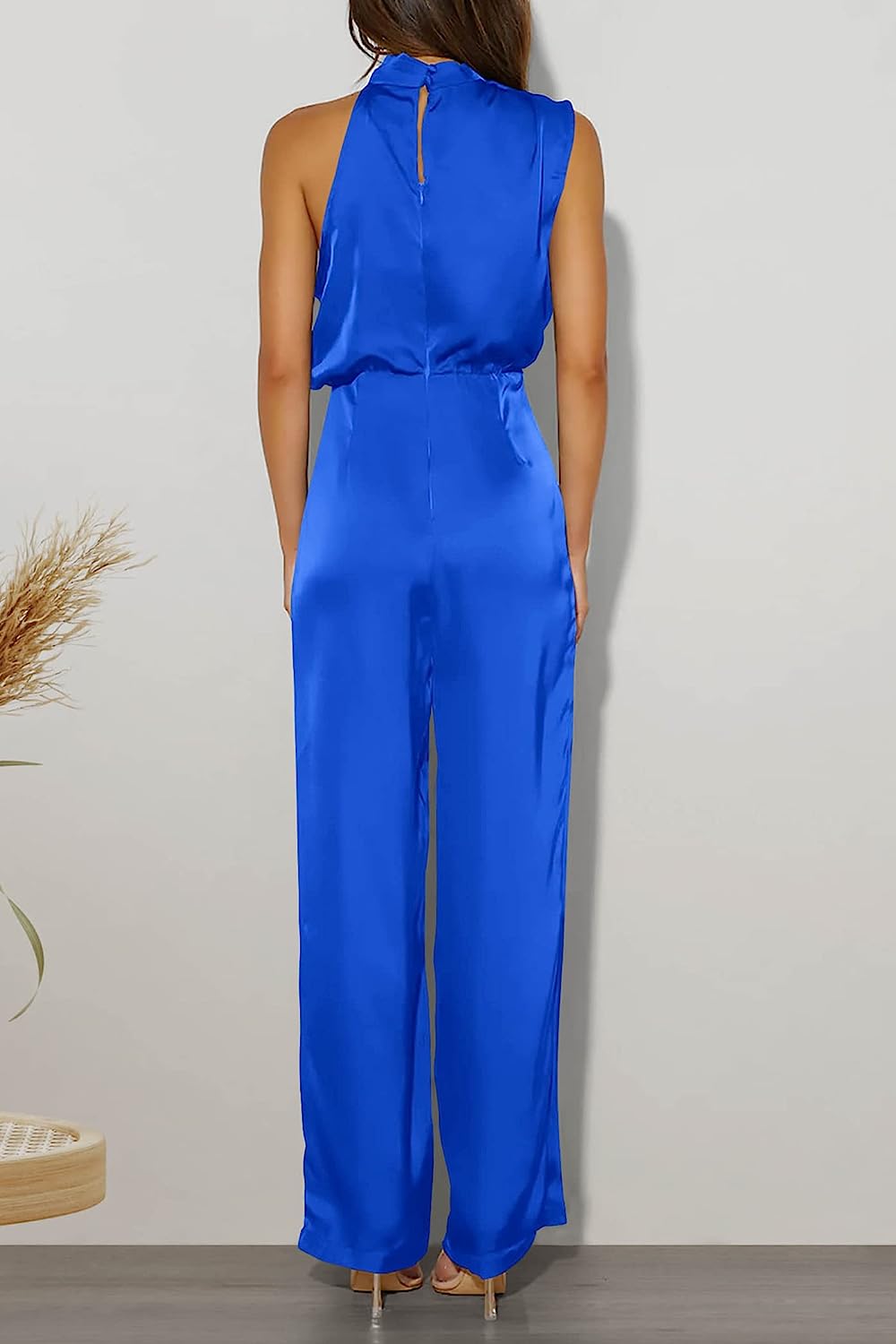 Women's One Piece Mock Neck Wide Leg Jumpsuit CD471
