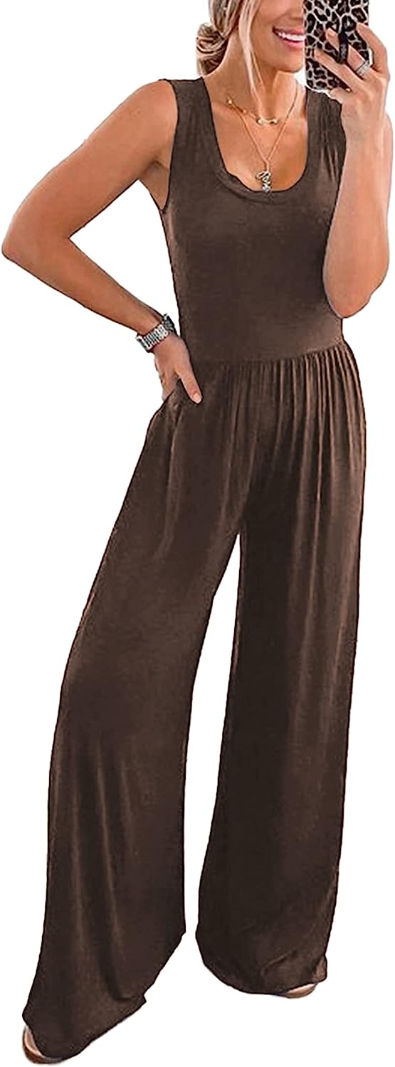 Women’s Sleeveless High Waist  Long Pants Jumpsuits CD477