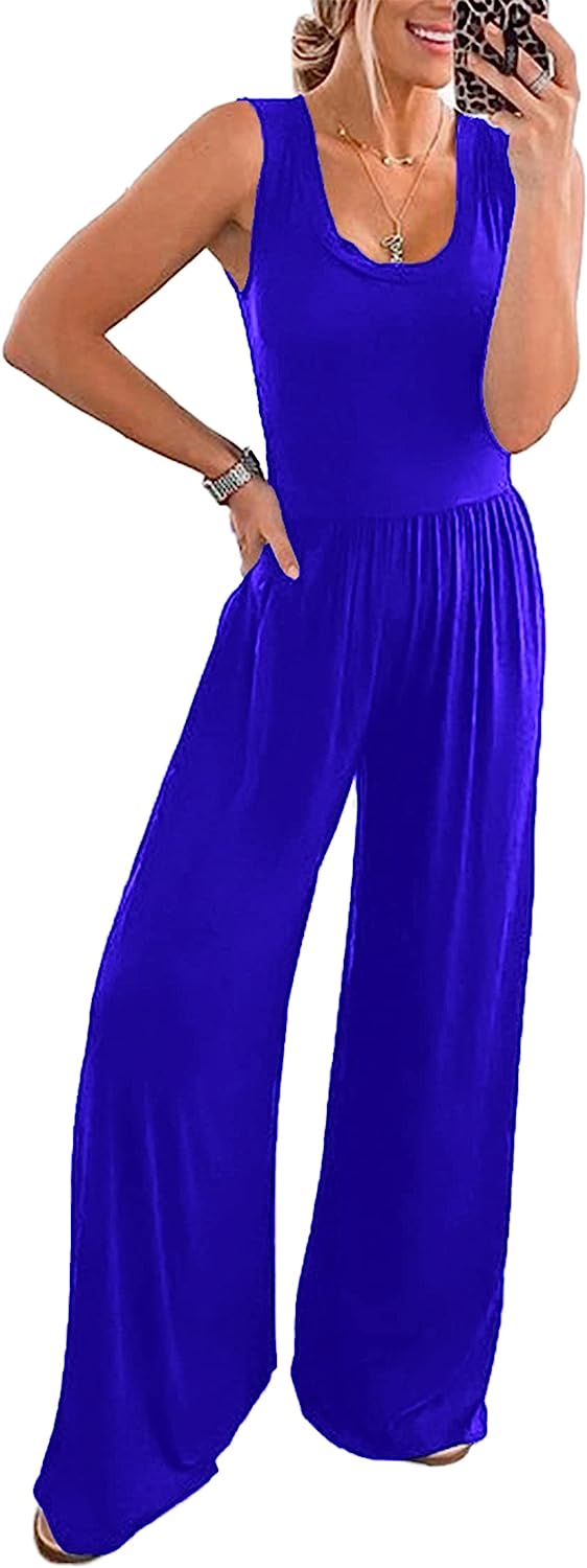 Women’s Sleeveless High Waist  Long Pants Jumpsuits CD477