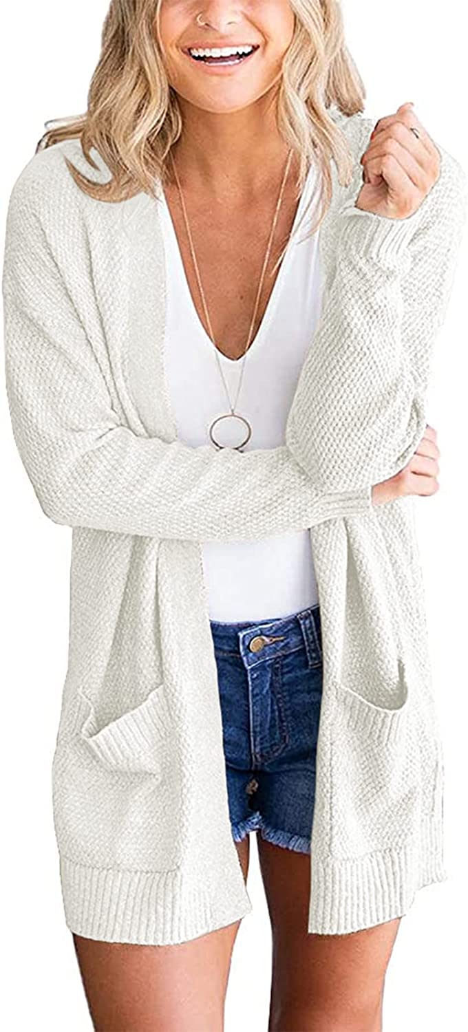 Women's Long Sleeve Waffle Knit Cardigan Cozy Sweater CD454