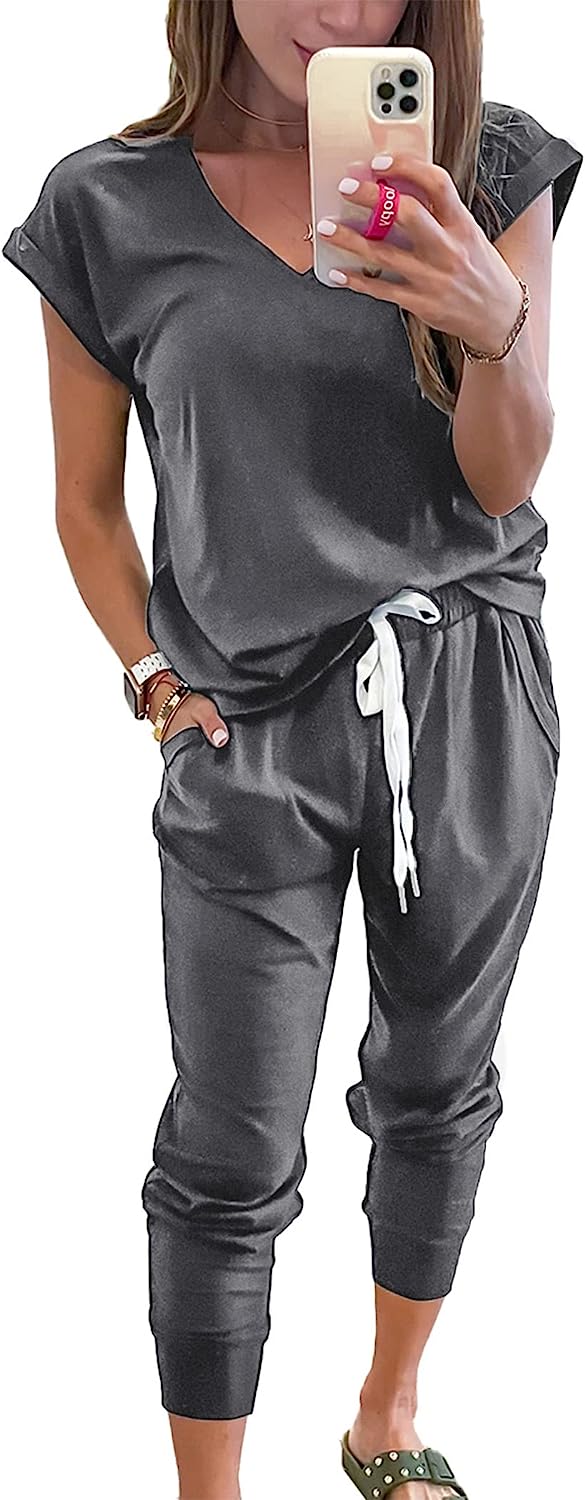 Women's Two Piece Drawstring Outfits Jogger Sets CD474