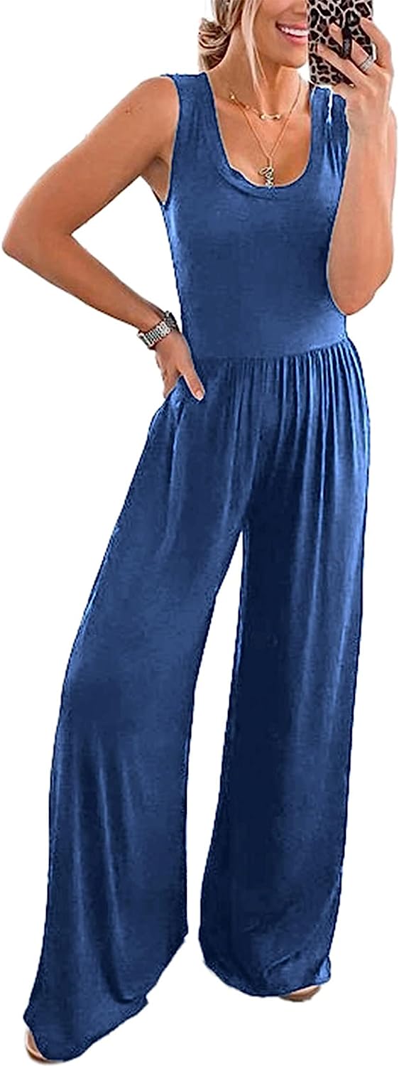 Women’s Sleeveless High Waist  Long Pants Jumpsuits CD477