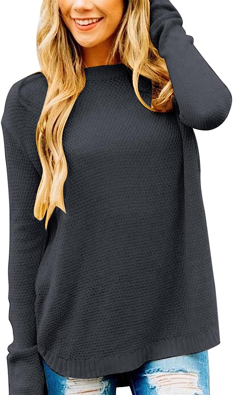 Women's Oversized Crew Neck Knit Pullover Sweater CD459