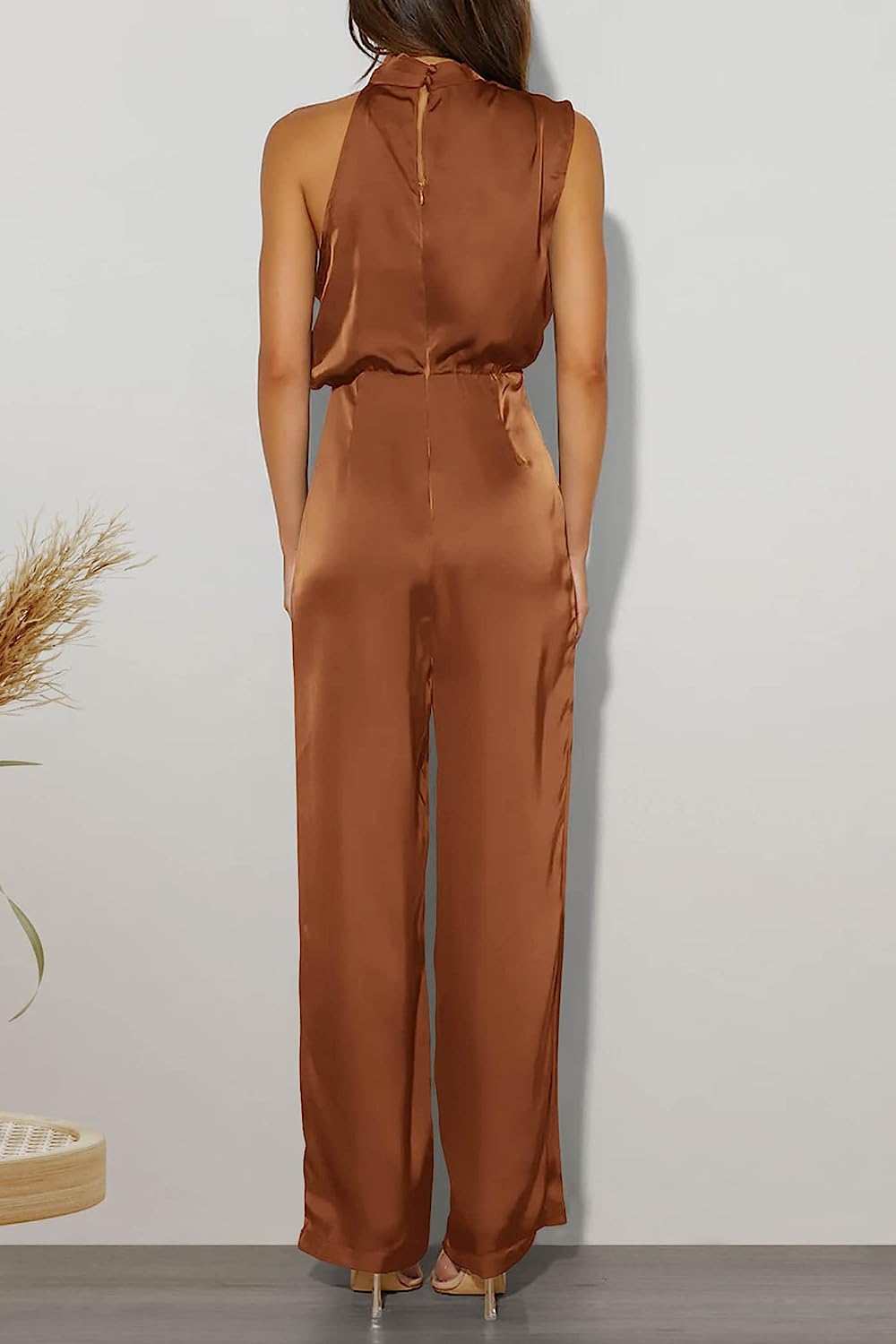Women's One Piece Mock Neck Wide Leg Jumpsuit CD471