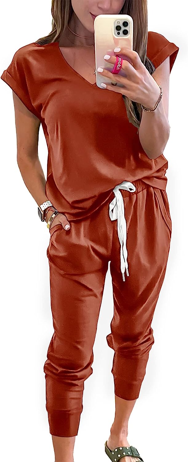 Women's Two Piece Drawstring Outfits Jogger Sets CD474