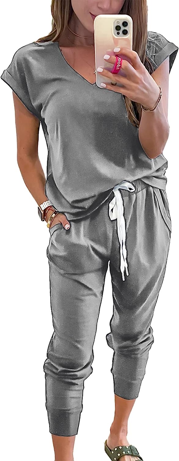 Women's Two Piece Drawstring Outfits Jogger Sets CD474