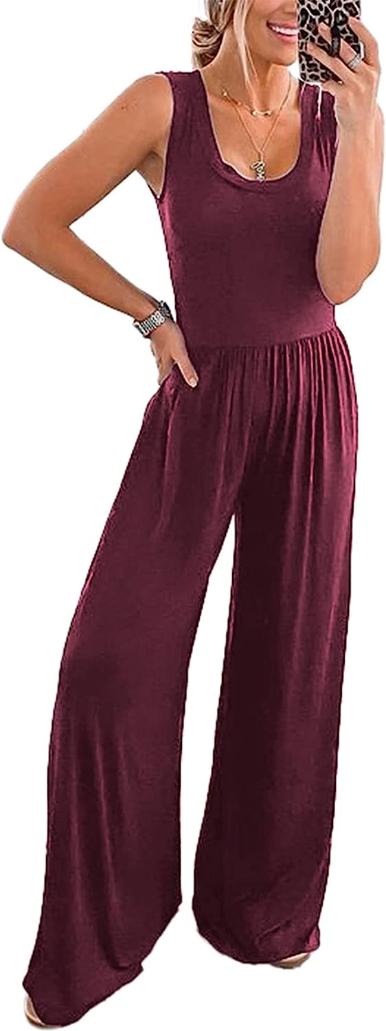Women’s Sleeveless High Waist  Long Pants Jumpsuits CD477