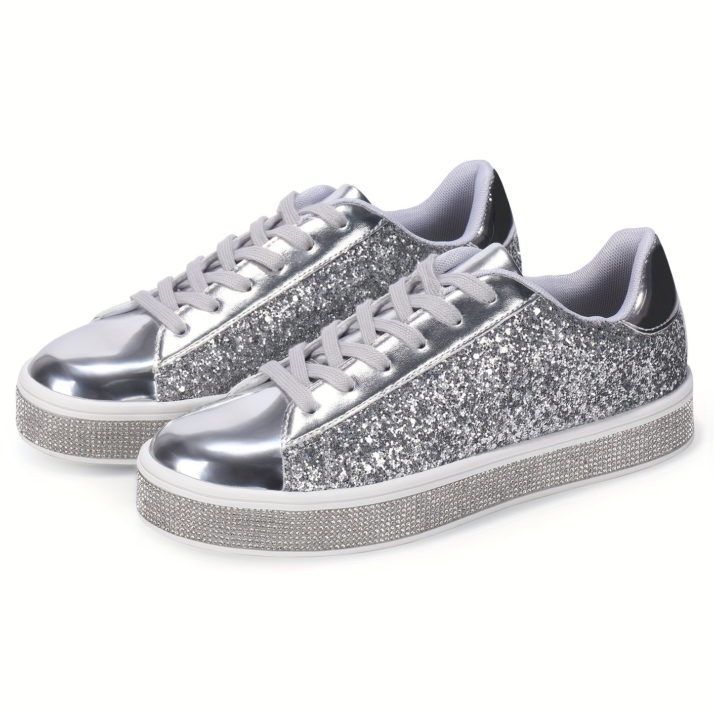 Women's Glitter Sequins Comfy Low Top Sneakers CD410