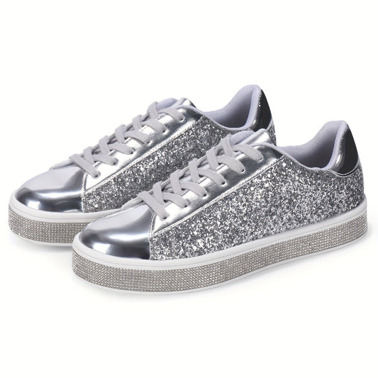 Women's Glitter Sequins Comfy Low Top Sneakers CD410