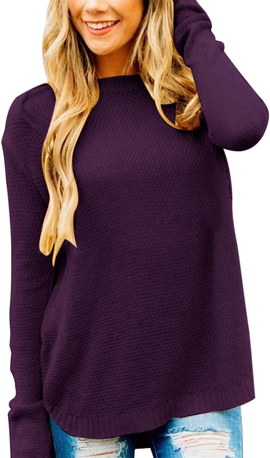 Women's Oversized Crew Neck Knit Pullover Sweater CD459