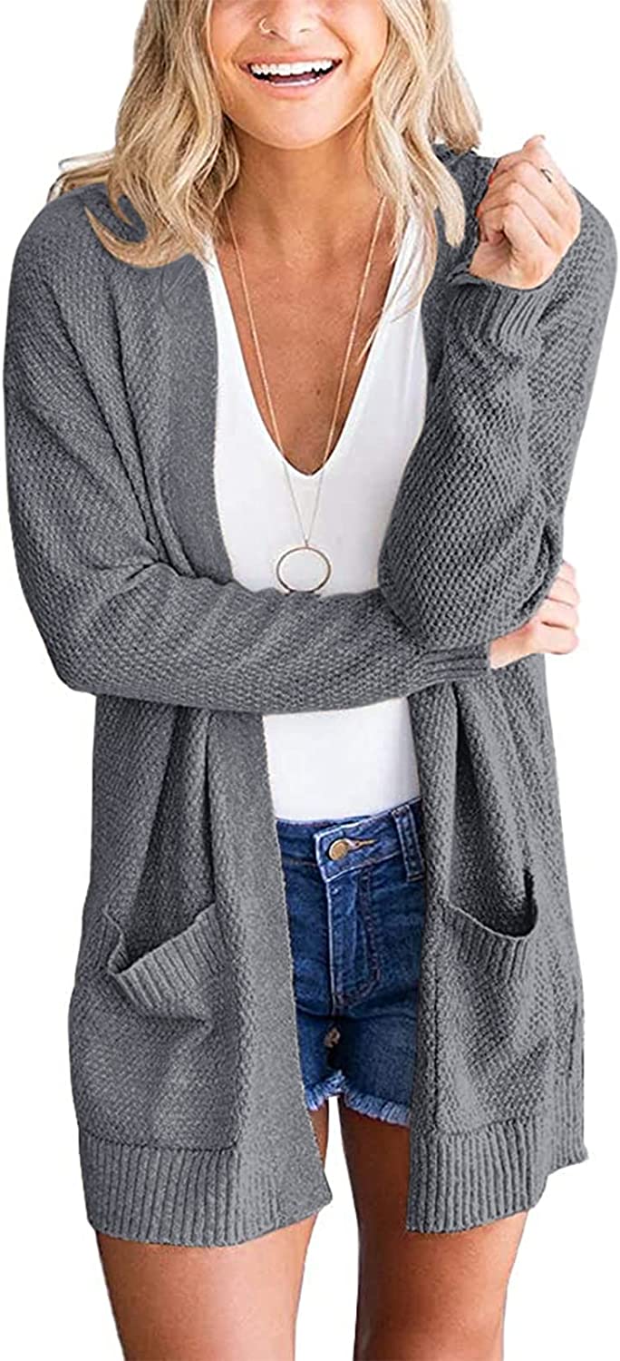Women's Long Sleeve Waffle Knit Cardigan Cozy Sweater CD454