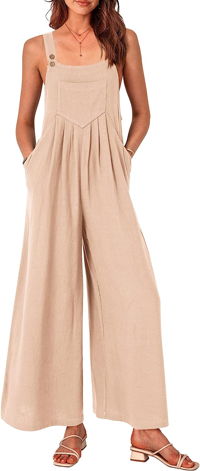 Women's Sleeveless Strap Loose Wide Leg Jumpsuits CD479