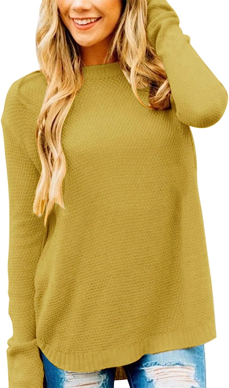 Women's Oversized Crew Neck Knit Pullover Sweater CD459