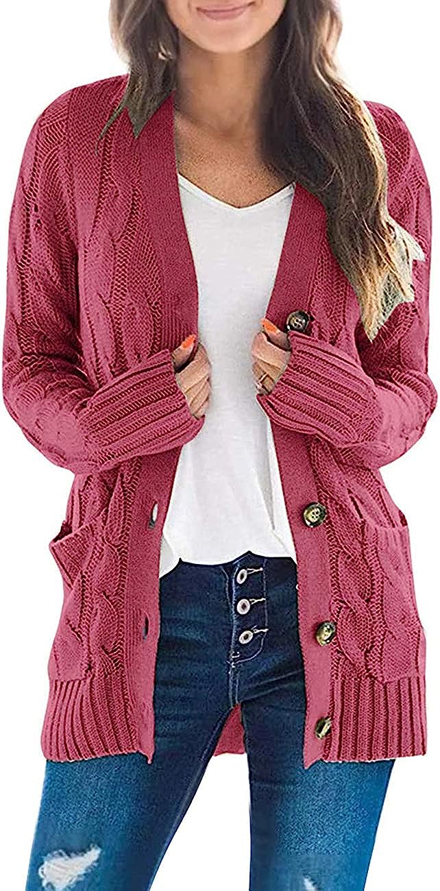 Women's Long Sleeve Cable Knit Sweater Cardigan CD456