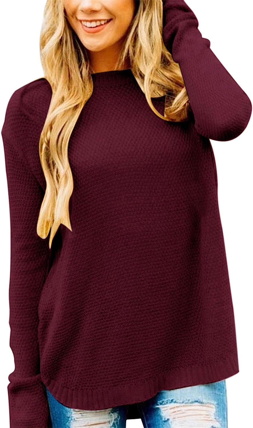 Women's Oversized Crew Neck Knit Pullover Sweater CD459