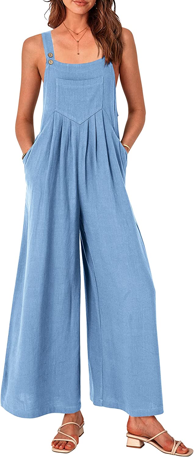 Women's Sleeveless Strap Loose Wide Leg Jumpsuits CD479