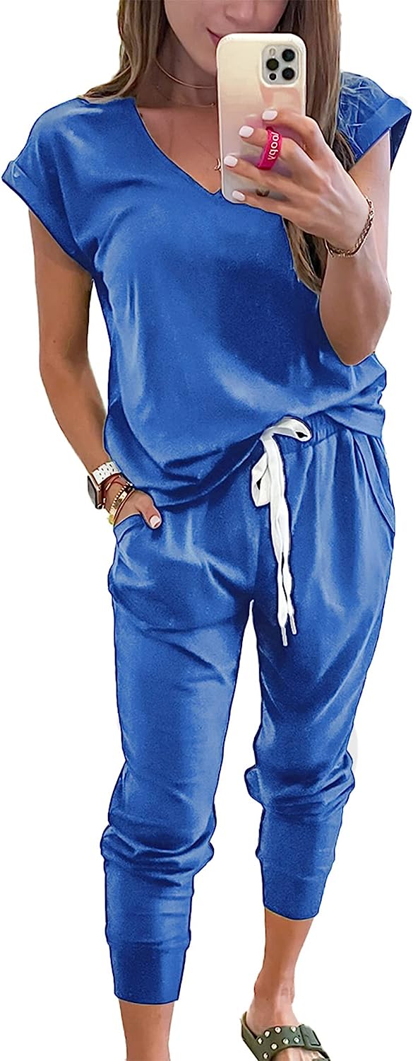 Women's Two Piece Drawstring Outfits Jogger Sets CD474
