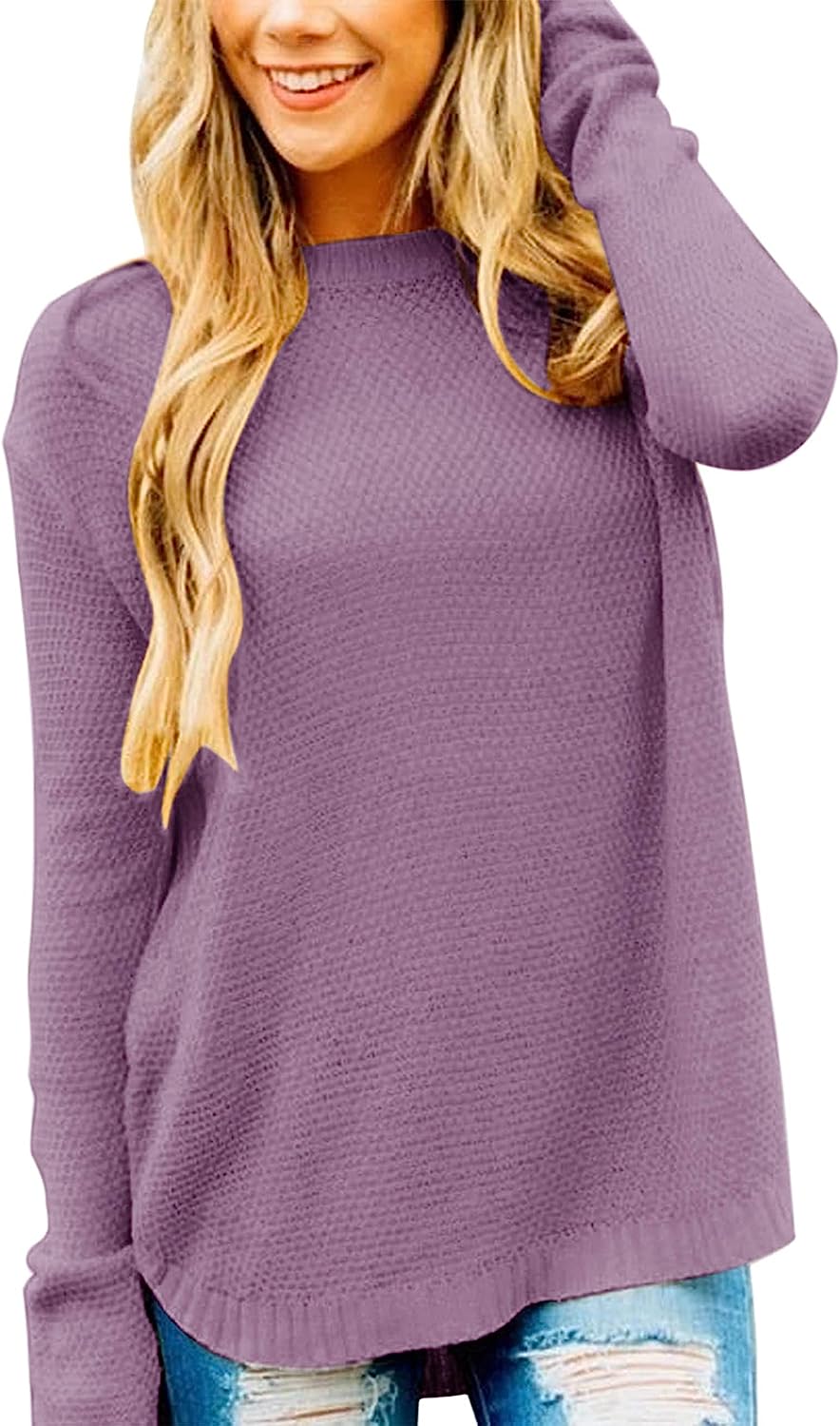 Women's Oversized Crew Neck Knit Pullover Sweater CD459