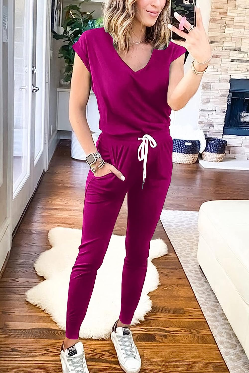 Women's Two Piece Drawstring Outfits Jogger Sets CD474