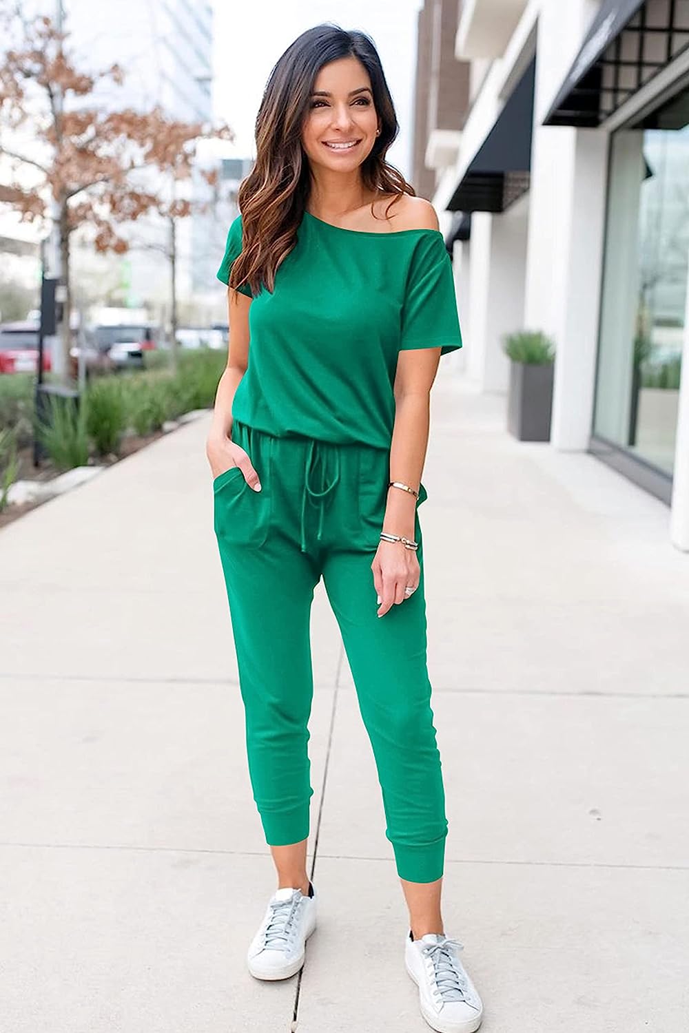 Women's Loose Off Shoulder Elastic Stretchy Jumpsuit CD465