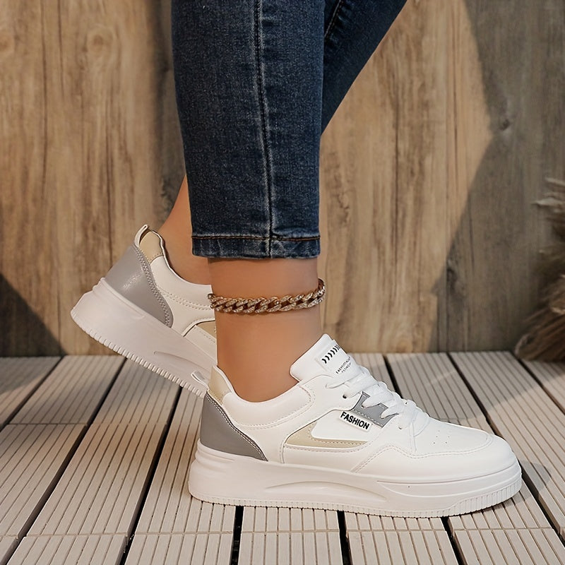 Women's Letter Patch ColorBlock Skate Low Top Sneakers CD416