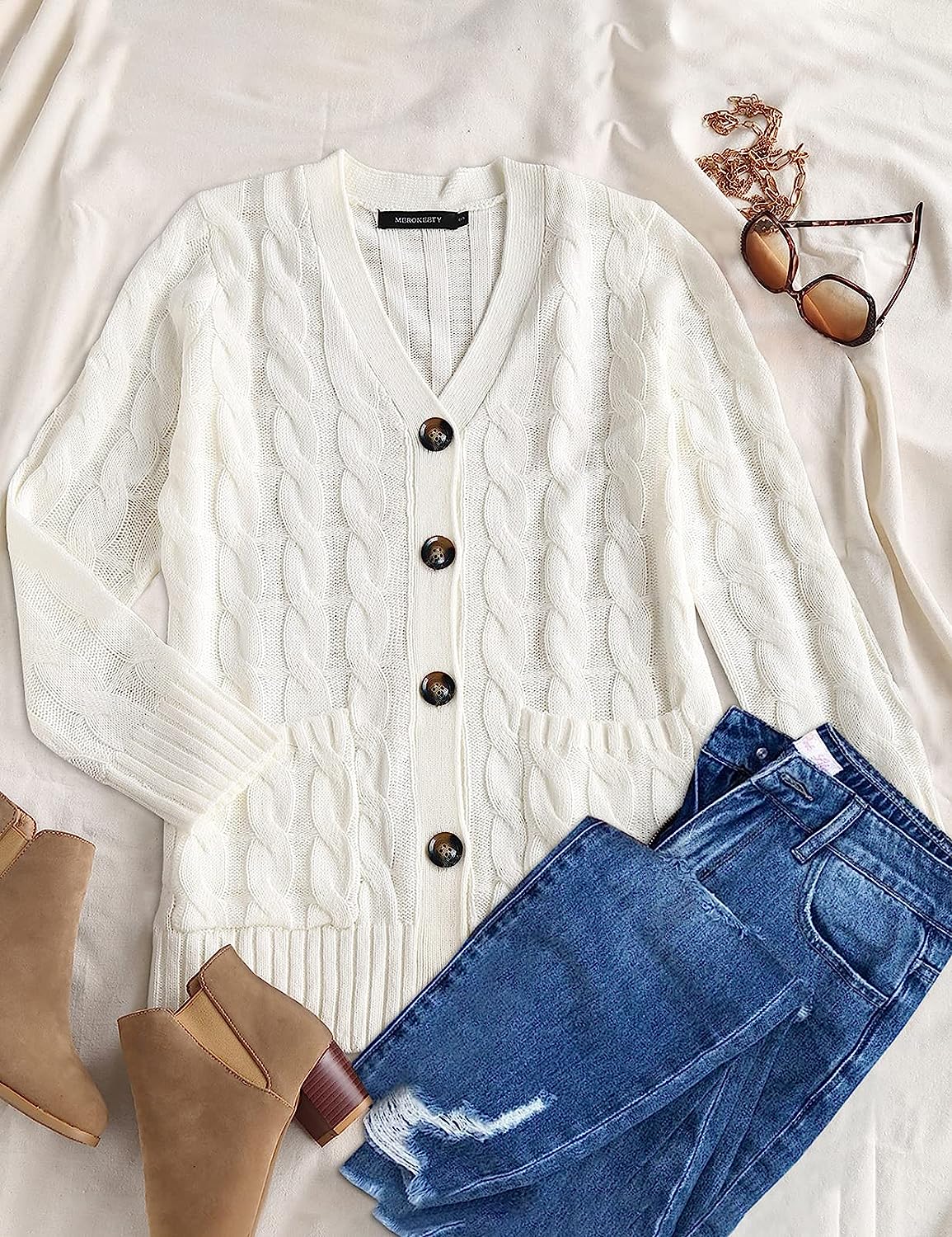 Women's Long Sleeve Cable Knit Sweater Cardigan CD456
