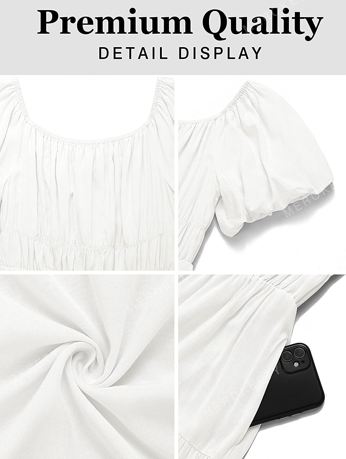Women's Puff Sleeve Off Shoulder Summer Midi Dress CD446