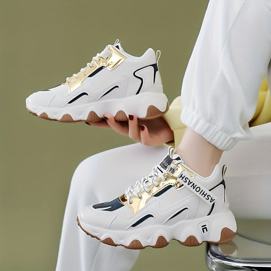 Women's Thick Sole Non-slip Waterproof Lace-up Sneakers CD419