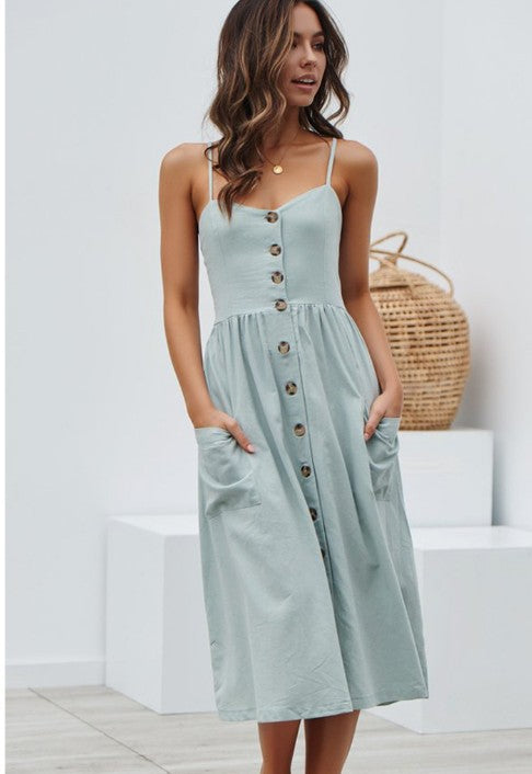 Sling Printed Sleeveless V-neck Dress CD317