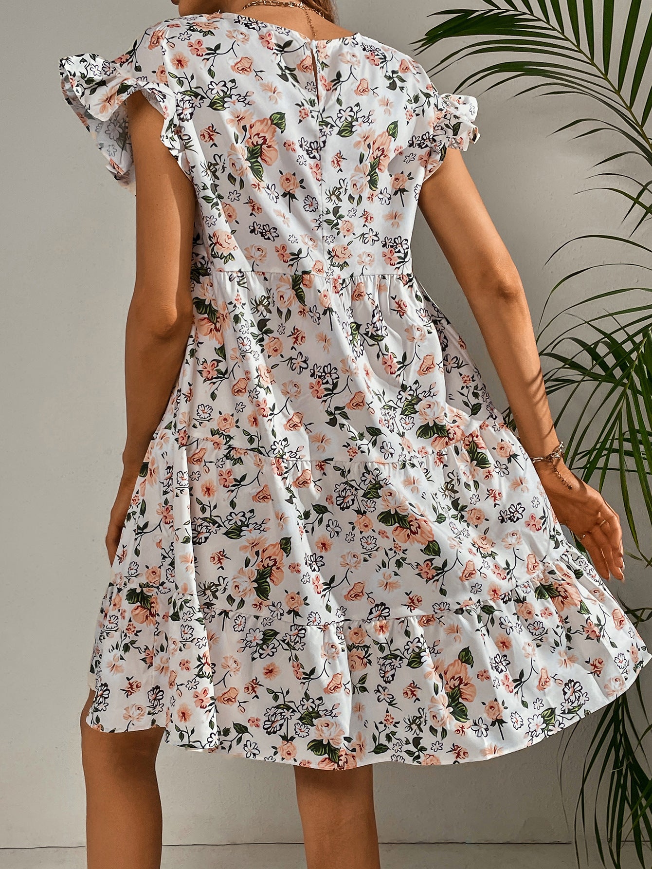 Women's Sexy Round Neck Printed Short Dress CD514