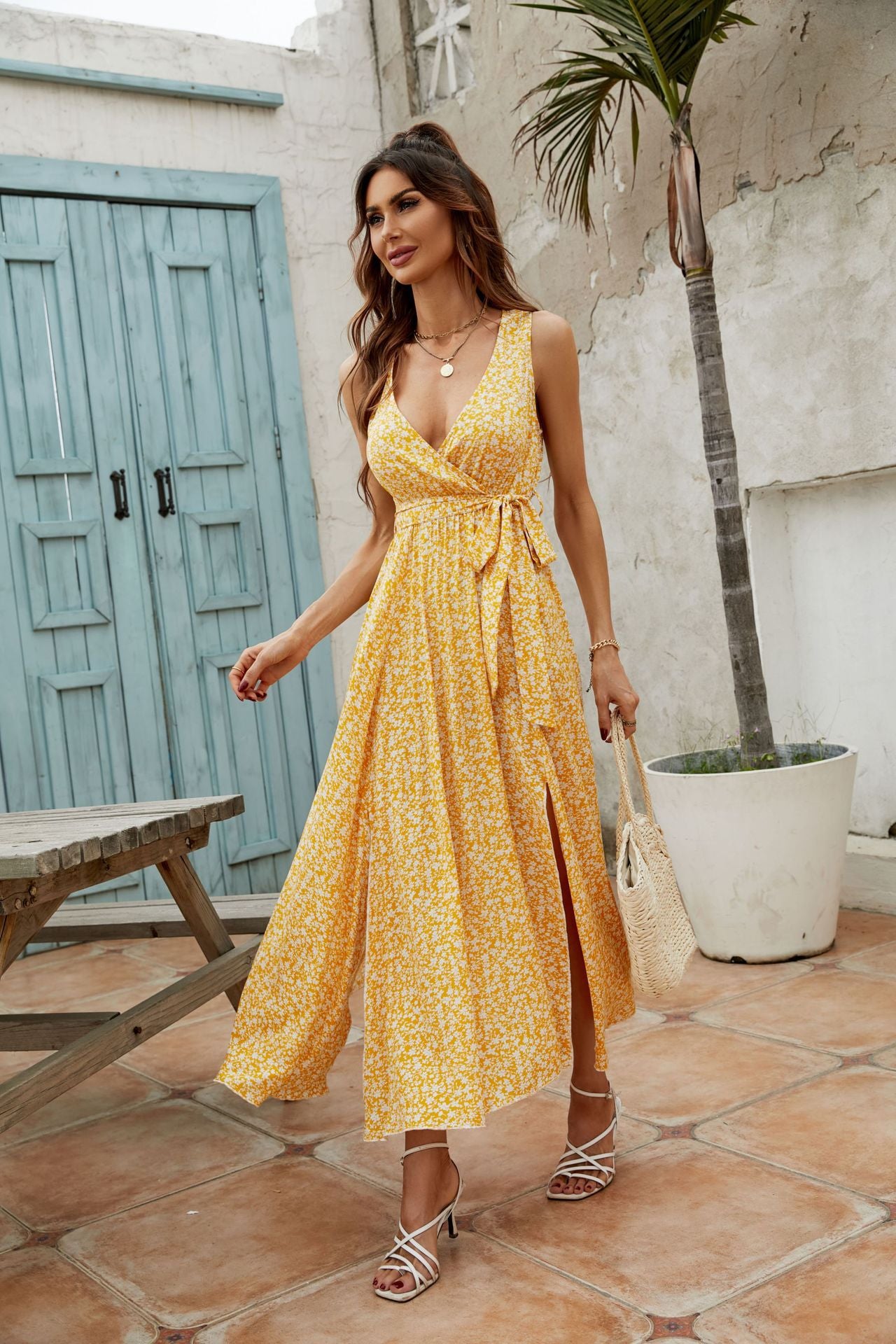 Women's V-neck Floral Print Dress CD513