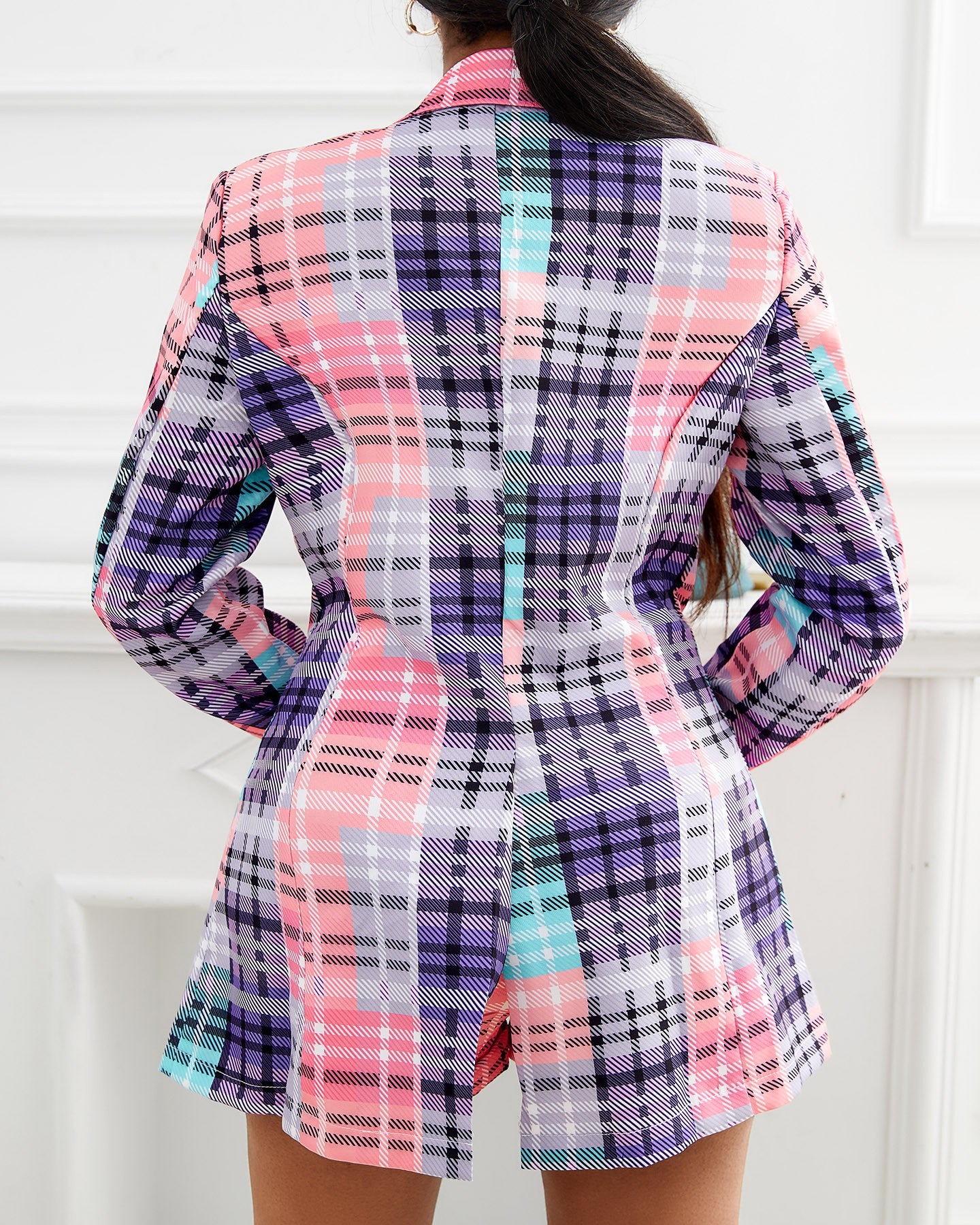 Lapel Neck Blazer Coat & Buckled Shorts Sets