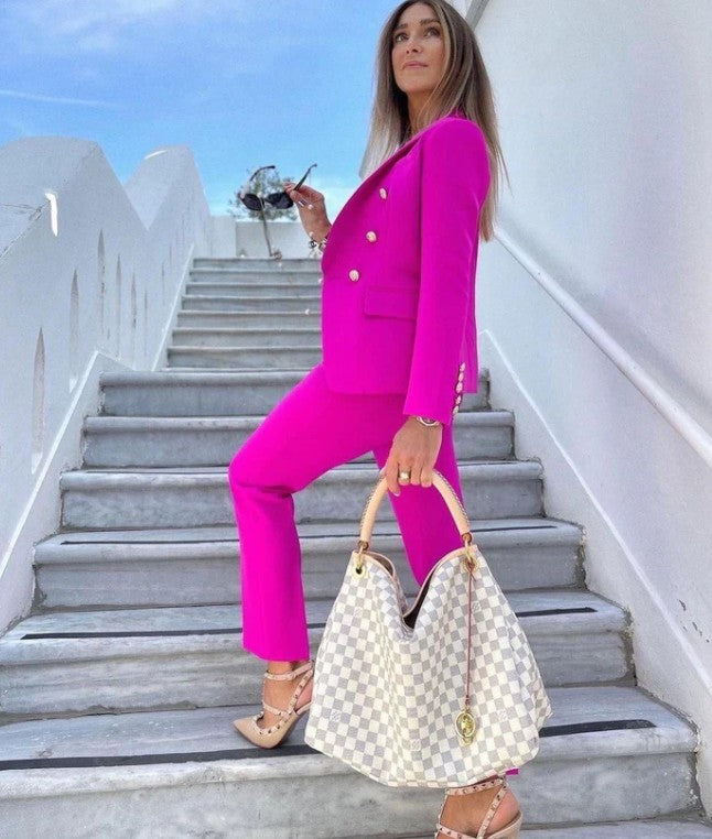 Professional Deep V-Neck Suit Jacket & Pant Sets