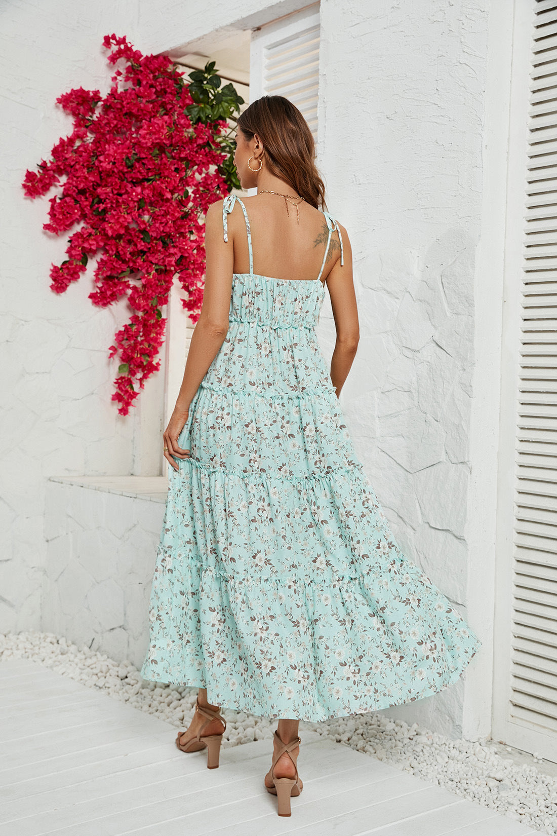 Women's Chest Wrap Strap Fragmented Flower Dress CD577