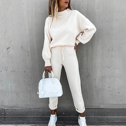 Solid Color High-necked Long-sleeved Leisure Suit CD615