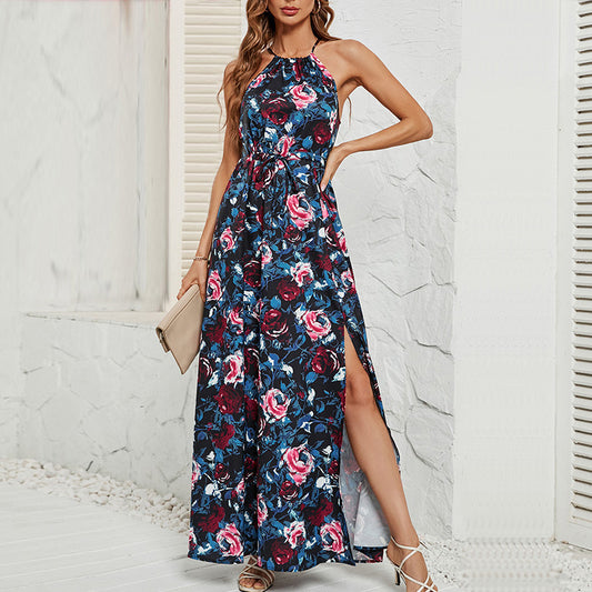 Women's Printed Strap Waist Dress CD579