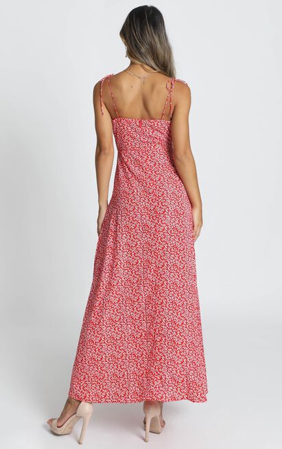 V-neck Strap Sleeveless Printed High Waisted Dress CD344
