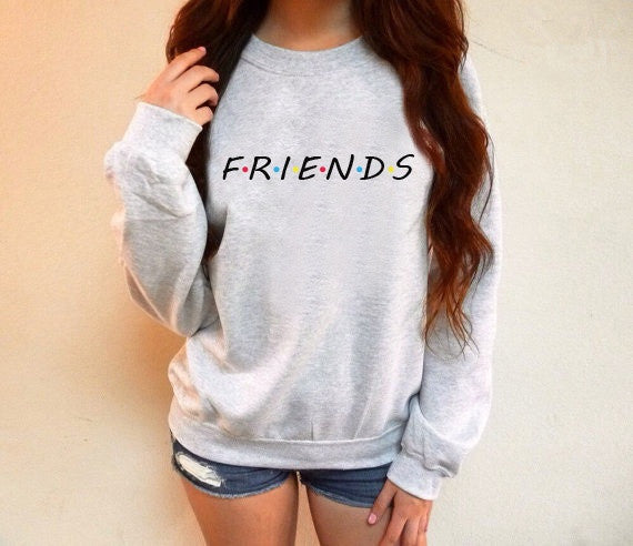 Friends Letter Printed Round Neck Long Sleeved Sweater CD366