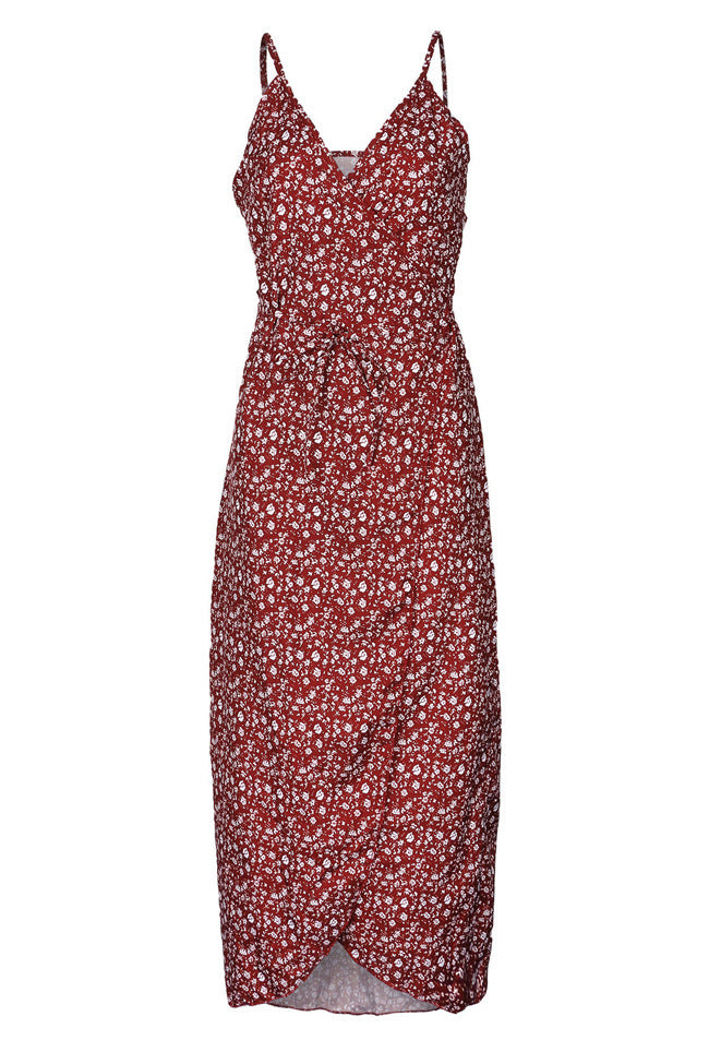 Sling Sleeveless V-neck Floral Sexy Dress CD321