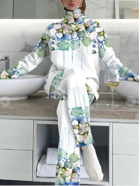 Women's Loose Patterned Indoor Pajamas Pant Sets