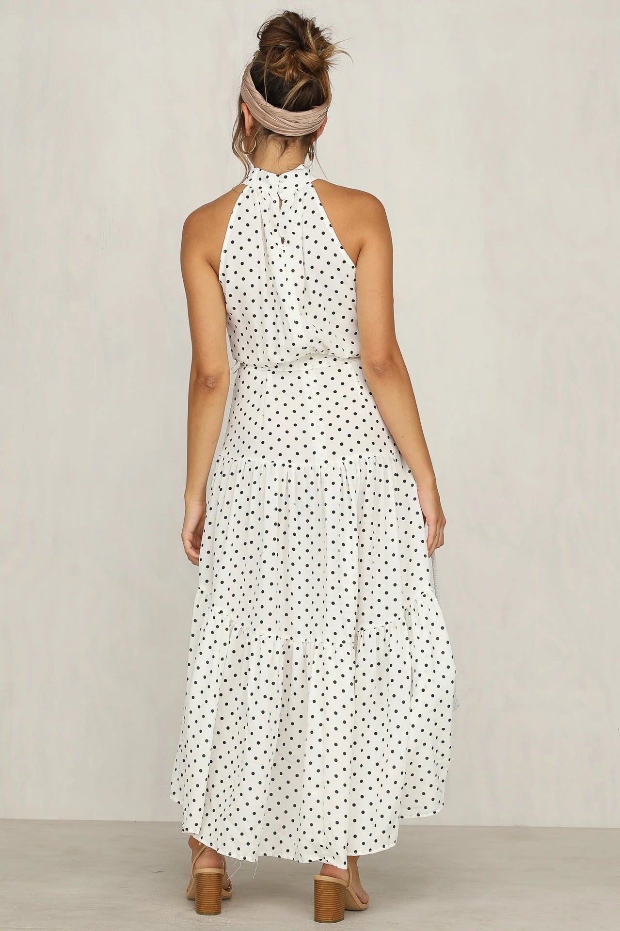 Polka Dot Ruffled Sleeveless Dress CD286