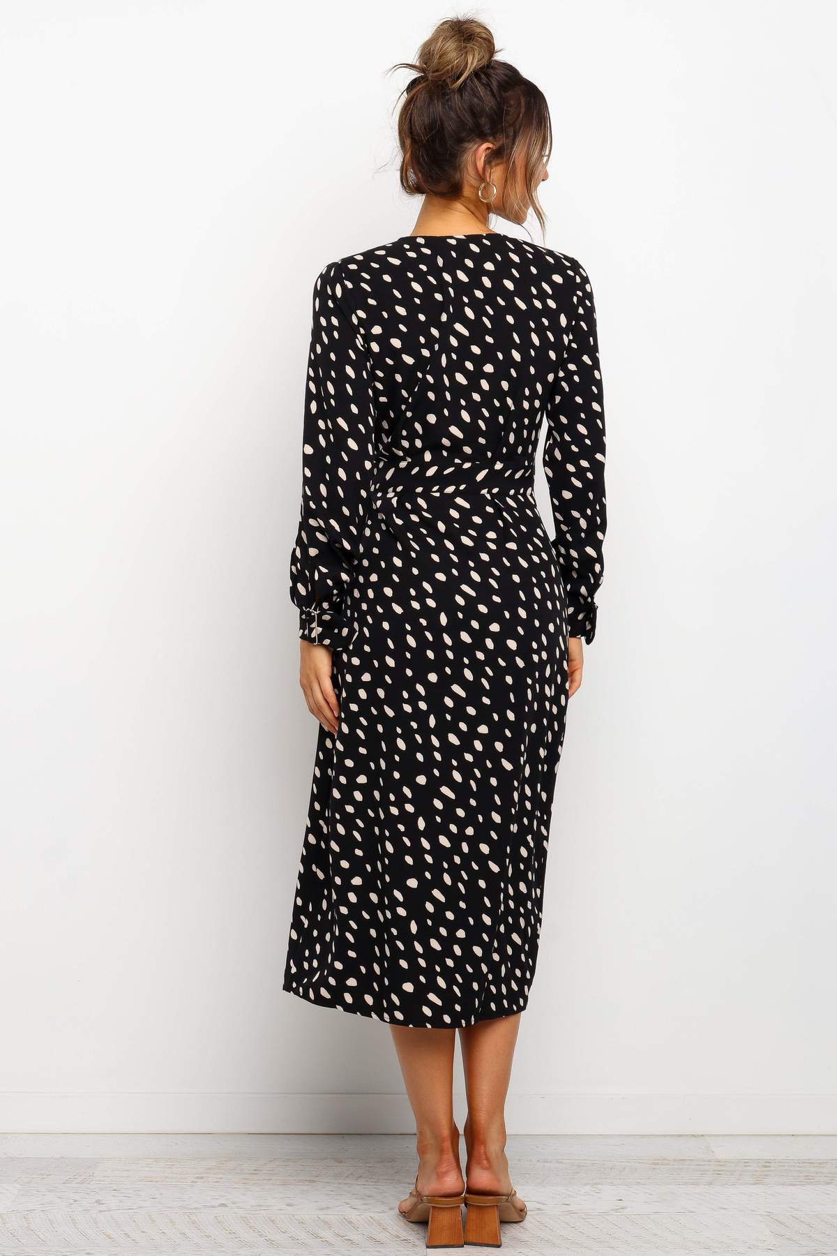 V-neck Leopard Print Long-sleeved Irregular Dress CD338