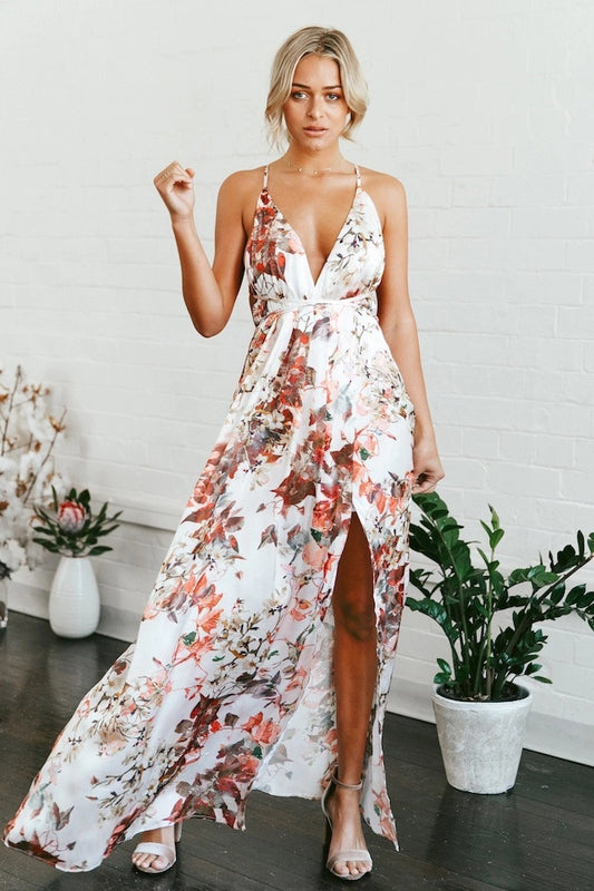 Sexy Backless Print V-neck Dress Dress CD399
