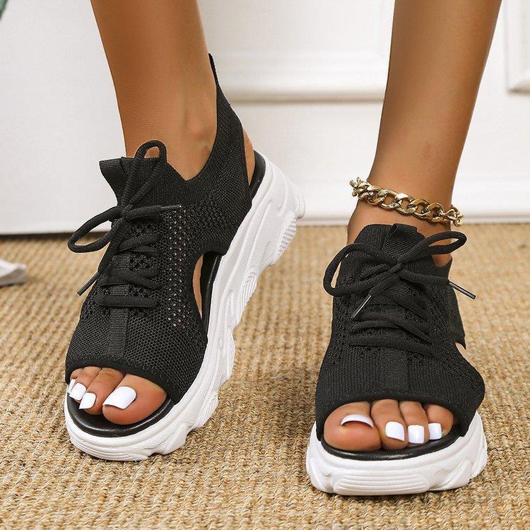 Women's Fish Mouth Thick Bottom Flyknit Casual Sandal CD509