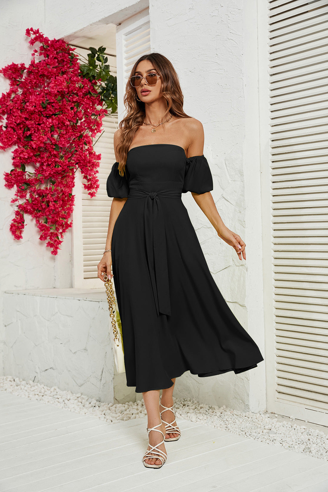 Women's Bust Lace Up Short Sleeve Dress CD583
