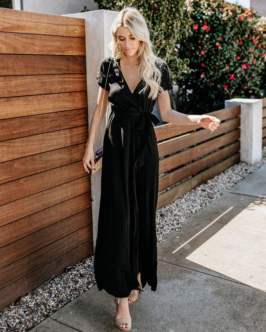 V-neck Short Sleeve Waist Big Swing Dress CD304