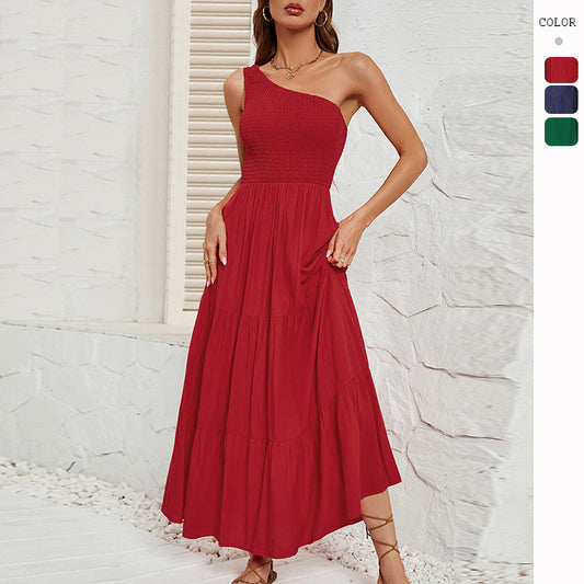 Women's Slim Slant Neck Swung Dress CD549