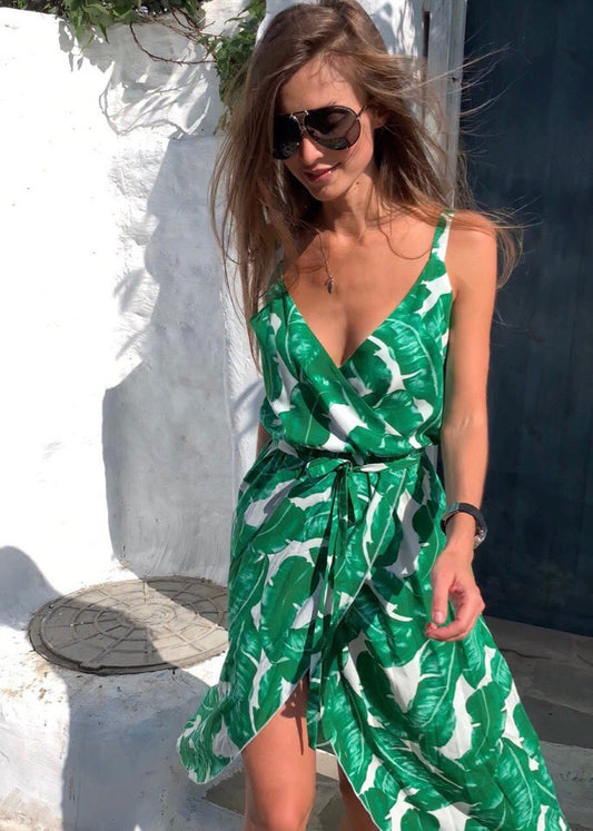 V-neck Sleeveless Irregular Swing Dress CD316